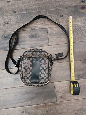 Vintage Coach leather and canvas cross body bag